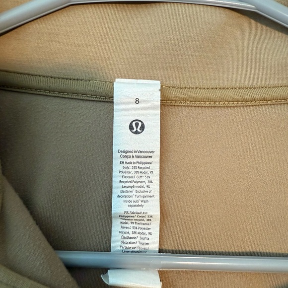 Lululemon Scuba Tan Half Zip Up Top - Picture 2 of 3